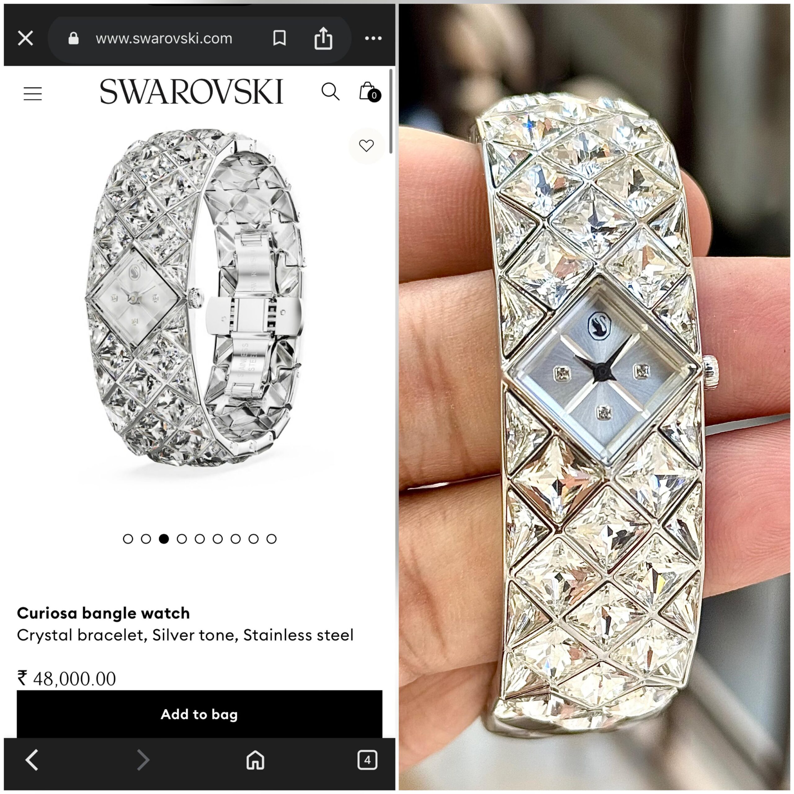 SWAROVSKI-CURIOSA CRYSTAL BANGLE WATCH