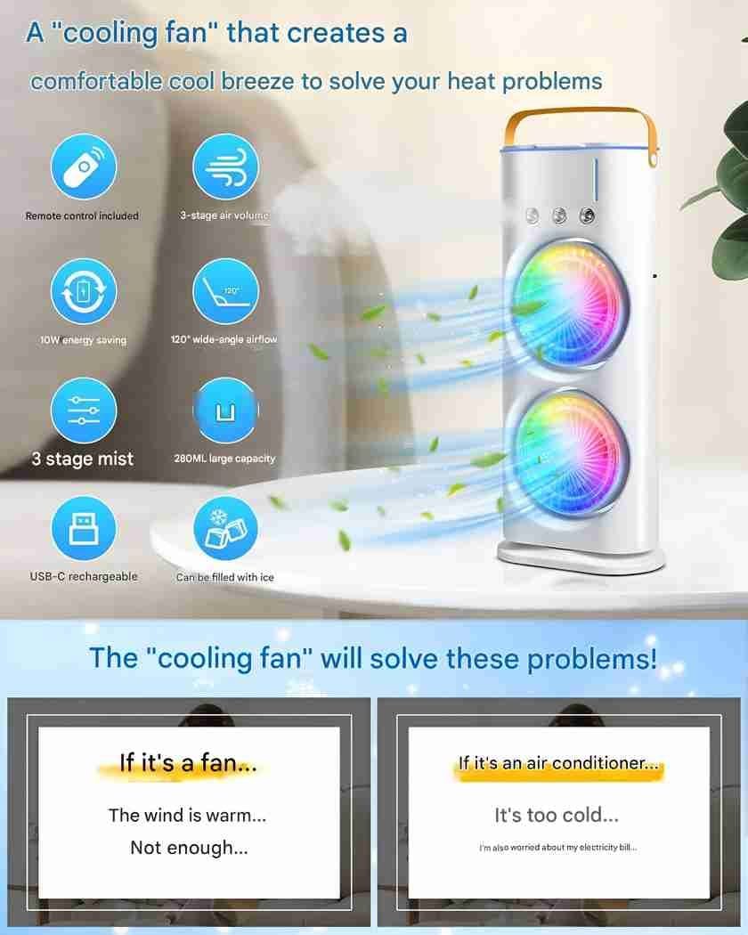 portable Doul Fan Rechargeable cooler - Image 3