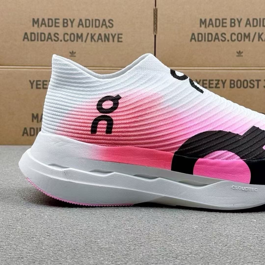 On Cloudboom Strike LS White and Raspberry - Image 4