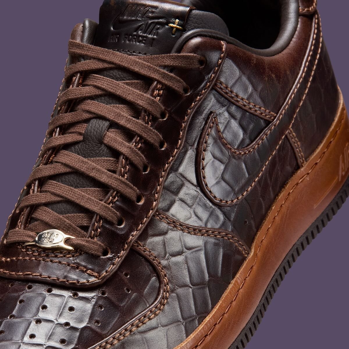 Nikee Airforce 1 Low Fauna Brown Croc - Image 2