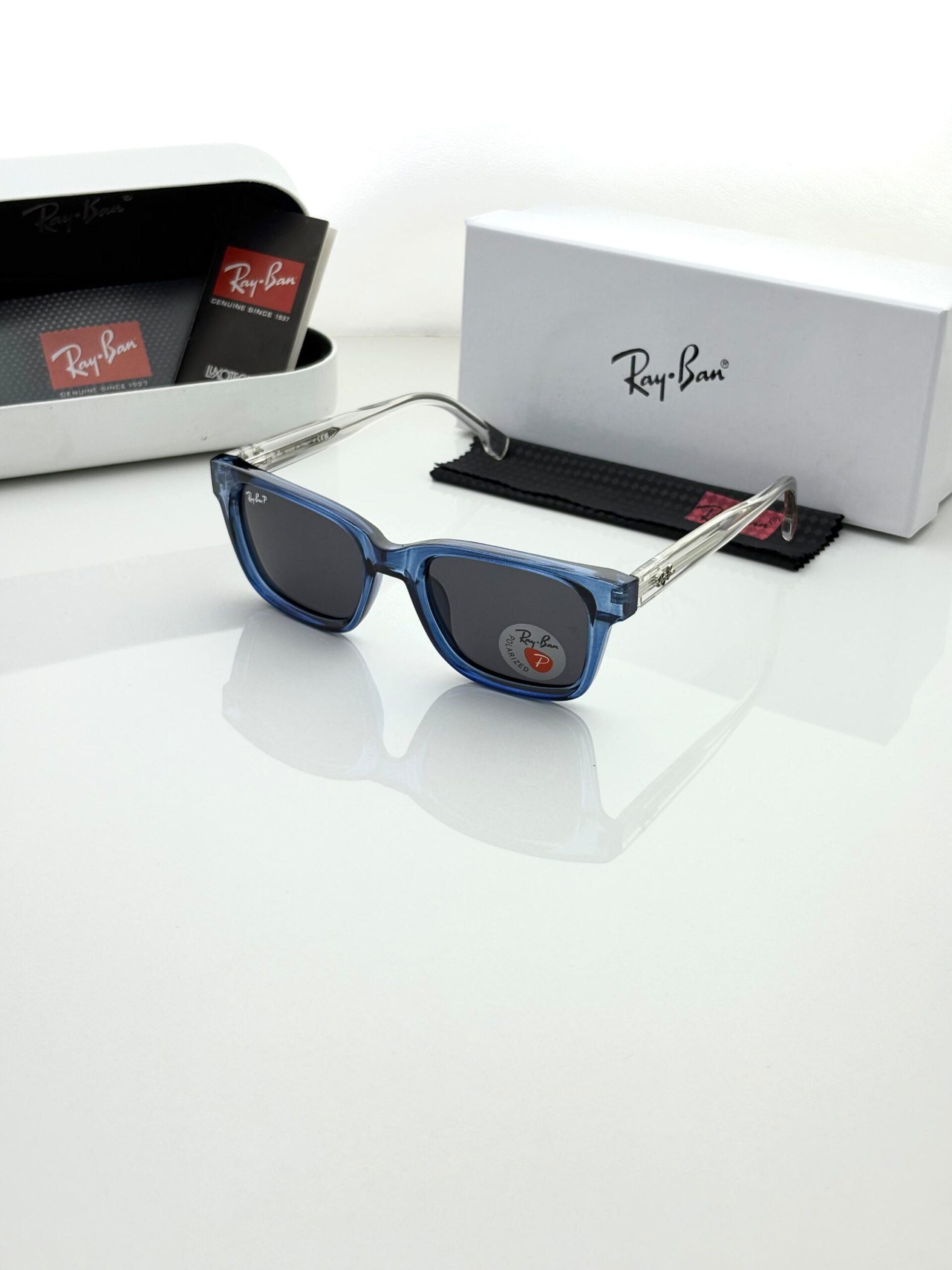 RAYY-BANN 7701 TRANSPARENT BLUE BLACK - POLARISED LENCE